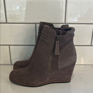 Crown Vintage Brown/gray Suede Wedge Booties